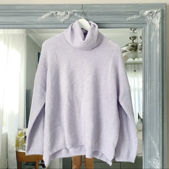 SOLD NWT Anthropologie Splendid Funnel Turtleneck Lavender Wool Sweater XL - Picture 2 of 6